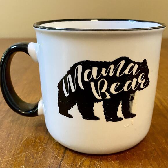 Mama Bear Coffee Tea Mug White And Black Bear 4” Ceramic ￼ - Picture 1 of 4
